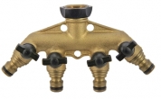Brass 4-way Tap Connector